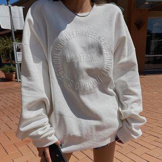Lettering Round Neck Loose Fit Long Sleeve Sweatshirt
