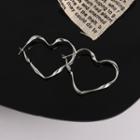 Sterling Silver Asymmetrical Hoop Earring 1 Pair - Silver - One Size