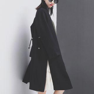 Drawstring-back Wool Coat