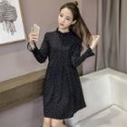 Dotted Long-sleeve Chiffon A-line Dress