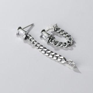 Sterling Silver Chain Drop Earring 1 Pair - S925 Silver - Silver - One Size