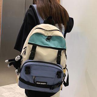 Color Block Nylon Backpack / Gorilla Charm / Set