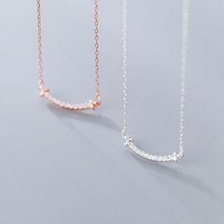 Rhinestone Curved Bar Necklace