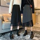 Paneled Midi A-line Knit Skirt