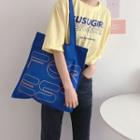 Print Canvas Tote Bag Blue - One Size