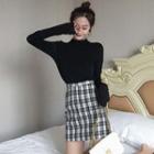 Mini Plaid Pencil Skirt