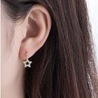 925 Sterling Silver Rhinestone Star Dangle Earring 1 Pair - R397 - Star - One Size