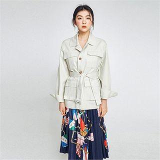 Flap-pocket Jacket With Belt