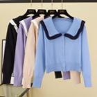 Sailor-collar Buttoned Knit Top