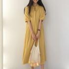 Short-sleeve Lapel Dress Yellow - One Size