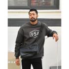 Usa Printed Fleece-lined Boxy Pullover