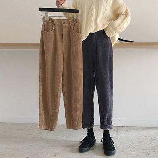 Straight Cut Cropped Corduroy Pants