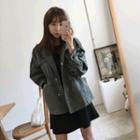 Stand-collar Drop-shoulder Safari Jacket Khaki - One Size
