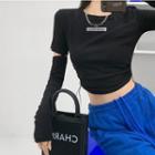 Detachable Drawstring-side Crop T-shirt