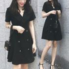 Short-sleeve Notch Lapel Double-breasted Dress