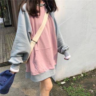 Loose-fit Colorblock Hoodie As Shown In Figure - One Size