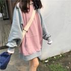 Loose-fit Colorblock Hoodie As Shown In Figure - One Size