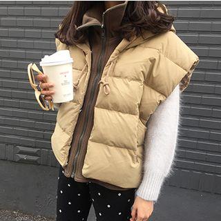 Mock Two Piece Hooded Padded Vest