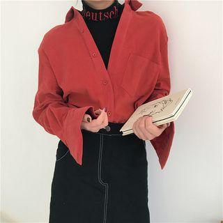Mock Two-piece Long-sleeved Embroidered Blouse