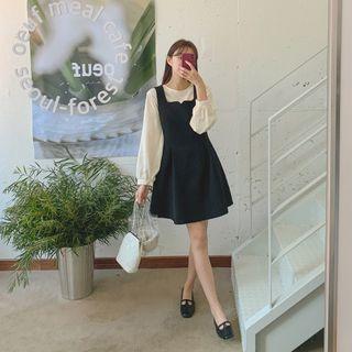 Flared Mini Overall Dress