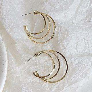 Alloy Layered Open Hoop Earring Gold - One Size