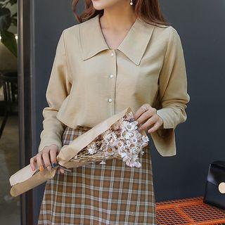 Slit-cuff Vintage-style Blouse