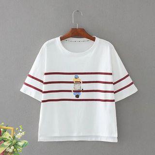 Stripe Print Short-sleeve T-shirt