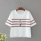 Stripe Print Short-sleeve T-shirt