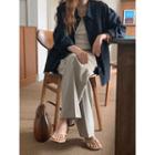Hidden-button Loose-fit Linen Blend Jacket One Size