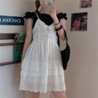 Frill-hem Off-shoulder Top / Lace-up V-neck Slipdress
