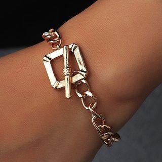 Geometric Alloy Bracelet 1pc - 01 - Gold - One Size