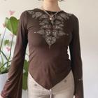 Long Sleeve Paisley Print Crop Top