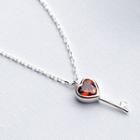 925 Sterling Silver Rhinestone Key Pendant Necklace