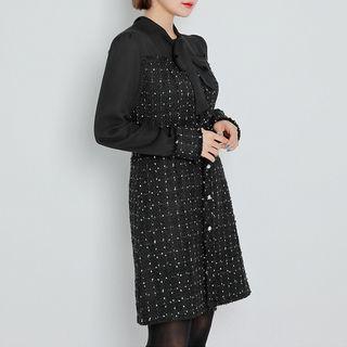 Inset Blouse Tweed Sheath Dress