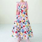 Printed Spaghetti-strap Maxi A-line Dress As Shown In Figure - One Size