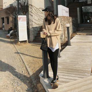 Drop-shoulder Zip-side Pullover