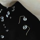 925 Sterling Silver Faux Crystal Dangle Earring 1 Pair - 925 Silver - Earrings - White Faux Crystal - Gold - One Size