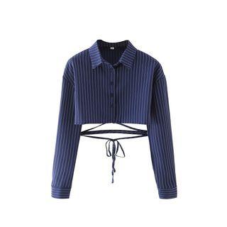 Strappy Crop Pinstriped Shirt