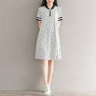 Pinstripe Short-sleeve T-shirt Dress