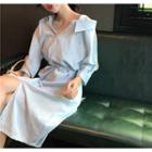 Plain V-neck Shirtdress