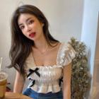 Cap-sleeve Bow Crop Top