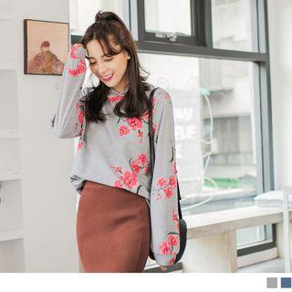 Floral Print Loose Hoodie