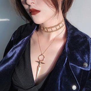 Choker Layered Cross Necklace