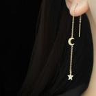 Moon And Star Drop Earring 1 Pair - Gold - One Size