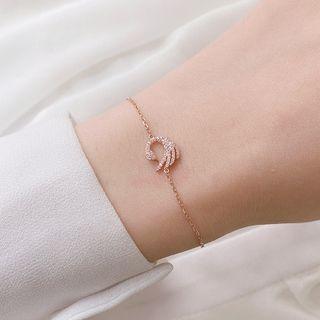 Rhinestone Pendant Sterling Silver Bracelet Rose Gold - One Size