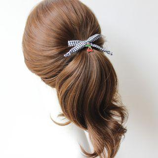 Cherry Plaid Bow Hair Tie