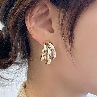 Layered Hoop Earring 1 Pair - 925 Silver Needle - One Size