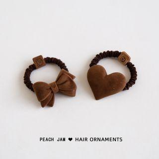 Flocking Heart / Bow Hair Tie