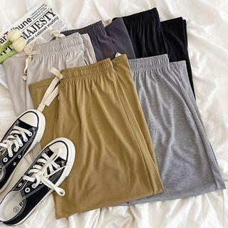 High-waist Drawstring Plain Skirt