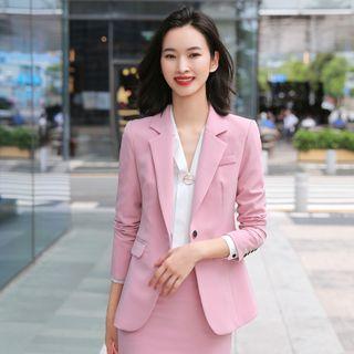One-button Blazer / Dress Pants / Pencil Skirt / Long-sleeve Open-collar Blouse